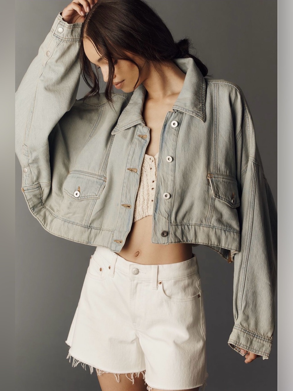 Anthropologie Pilcro Boxy East-West Cropped Denim Jacket